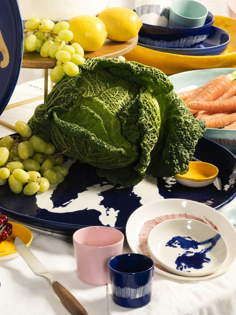 Blue Abstract Print Serving Plate