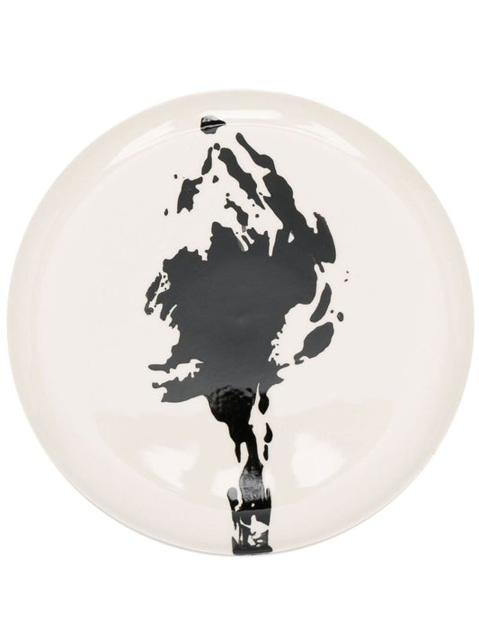 White Feast Abstract Print Serving Plate
