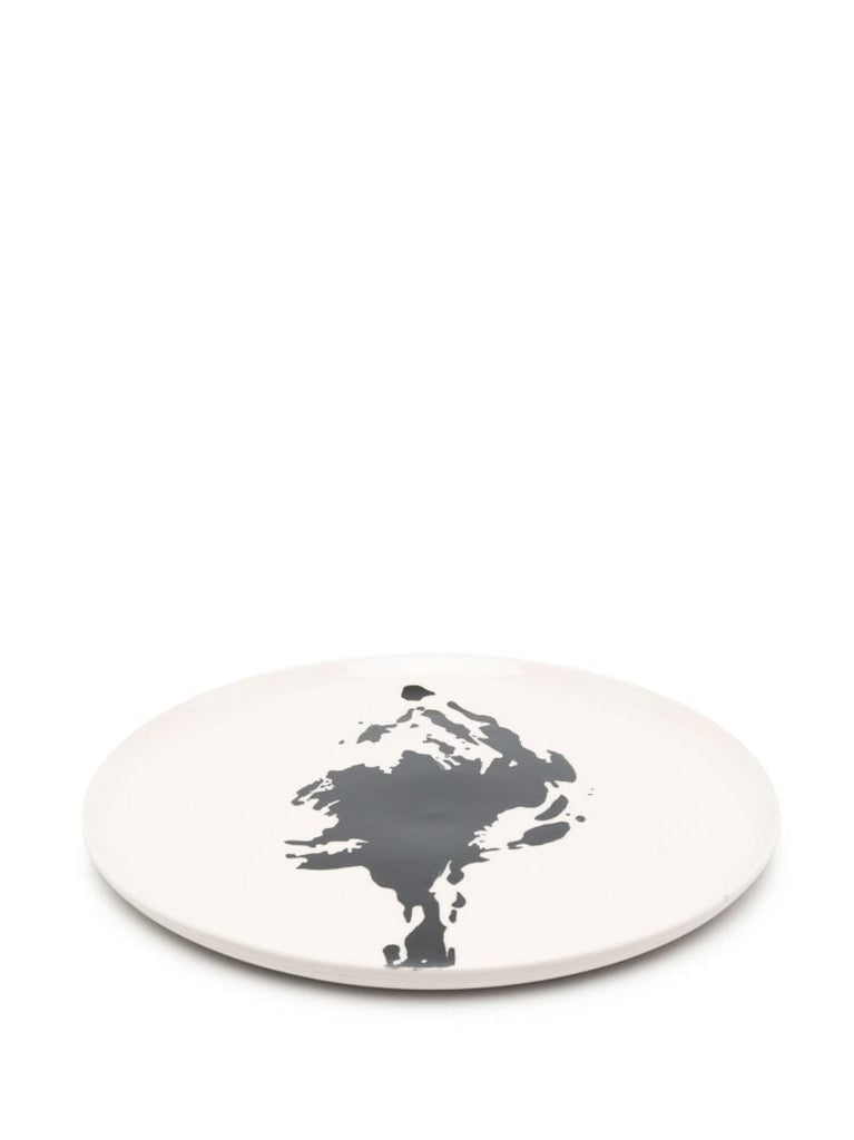 White Feast Abstract Print Serving Plate