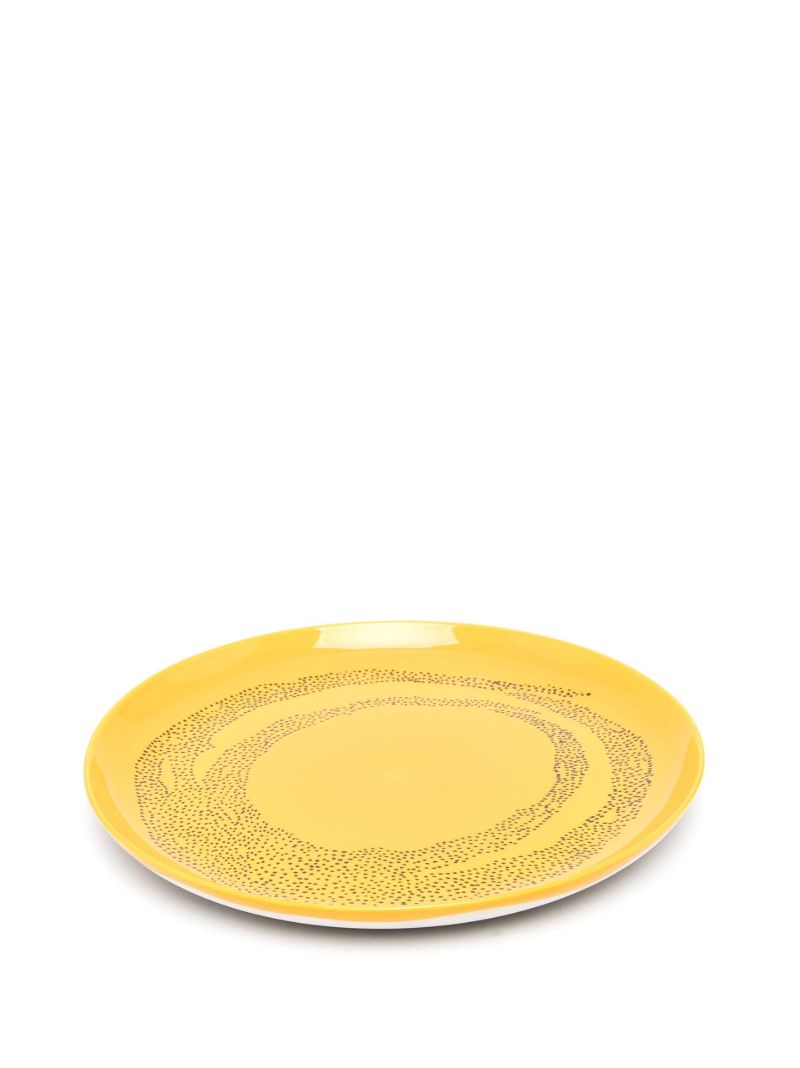 Yellow Sunny Swirl Dots Plate Set