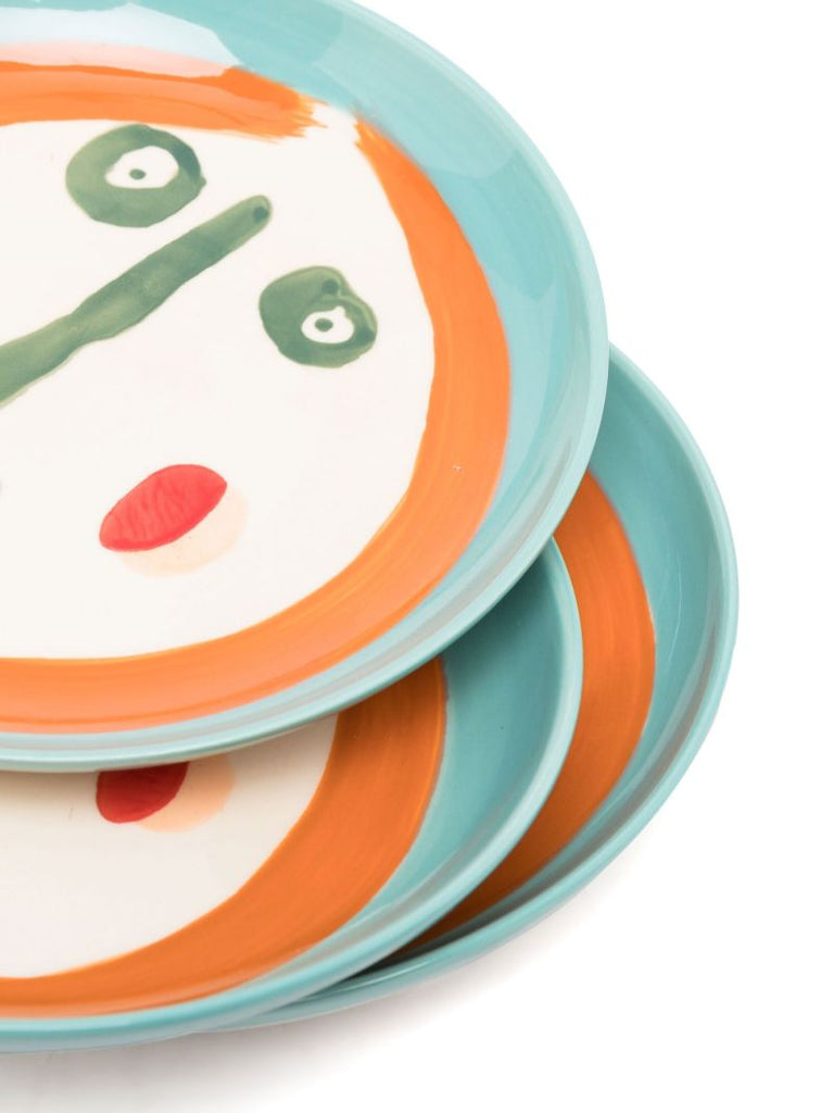 Blue Ceramic Feast Face 2 Plates