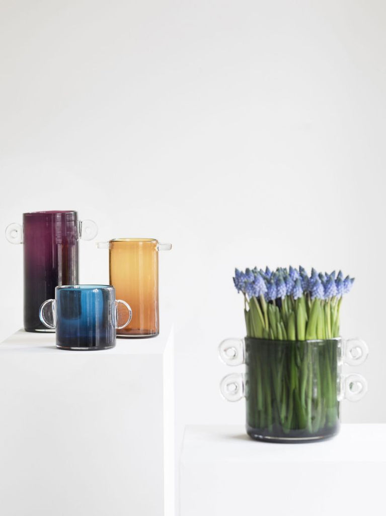 Brown Wind and Fire Glass Vase
