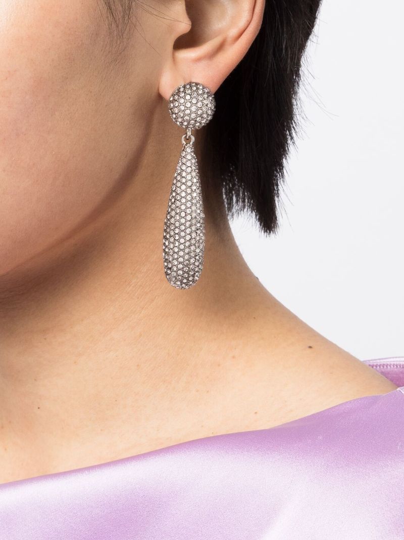 Silver-tone Crystal Drop Earrings