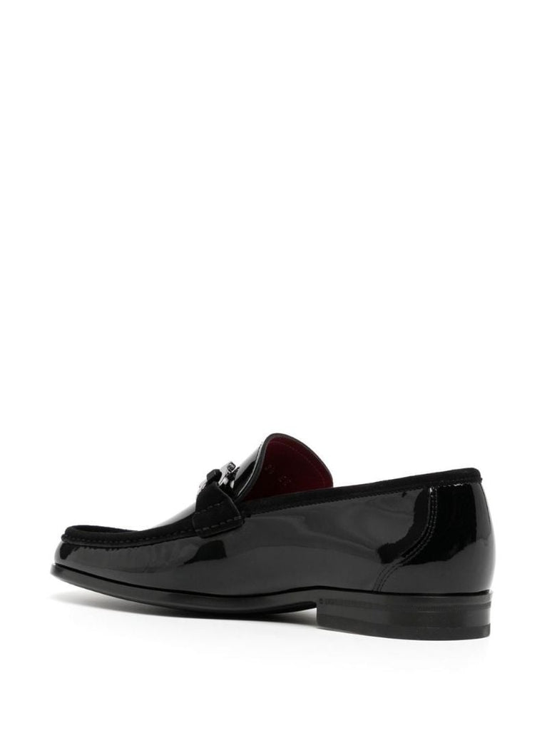 Black Gancini Ornament Patent Leather Loafers