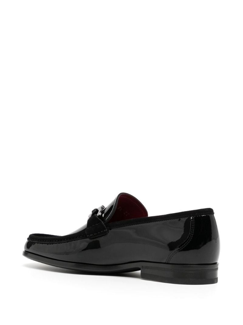 Black Gancini Ornament Patent Leather Loafers