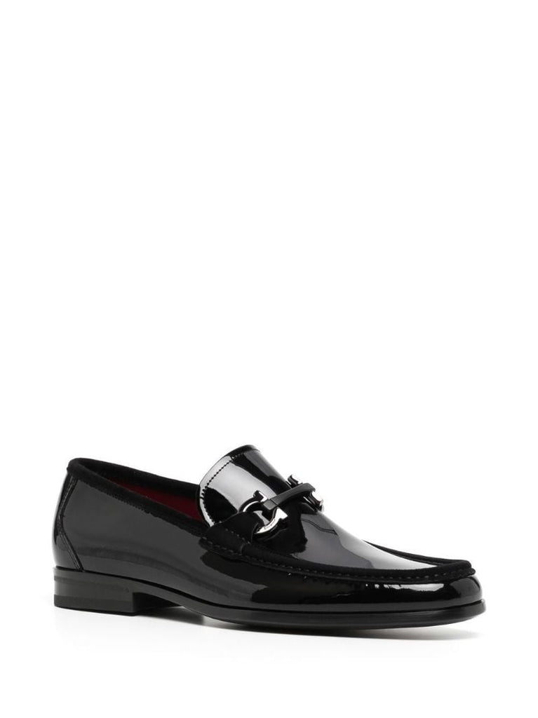 Black Gancini Ornament Patent Leather Loafers