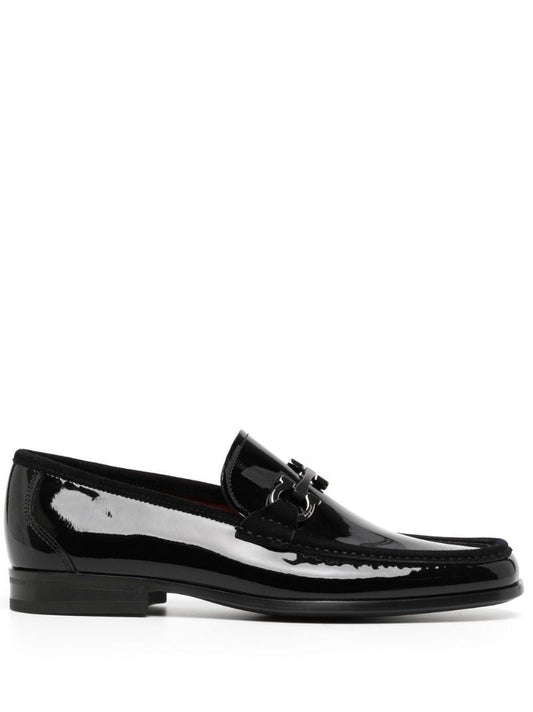 Black Gancini Ornament Patent Leather Loafers