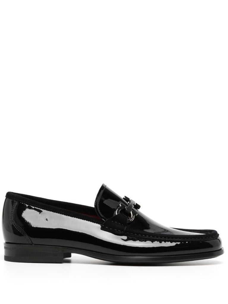 Black Gancini Ornament Patent Leather Loafers