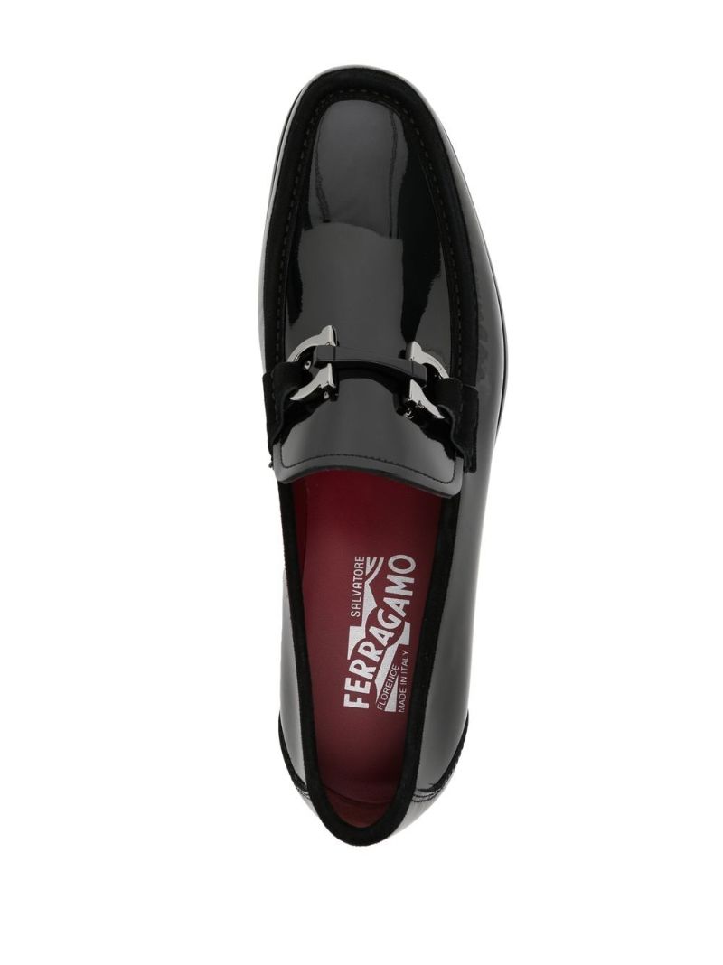 Black Gancini Ornament Patent Leather Loafers