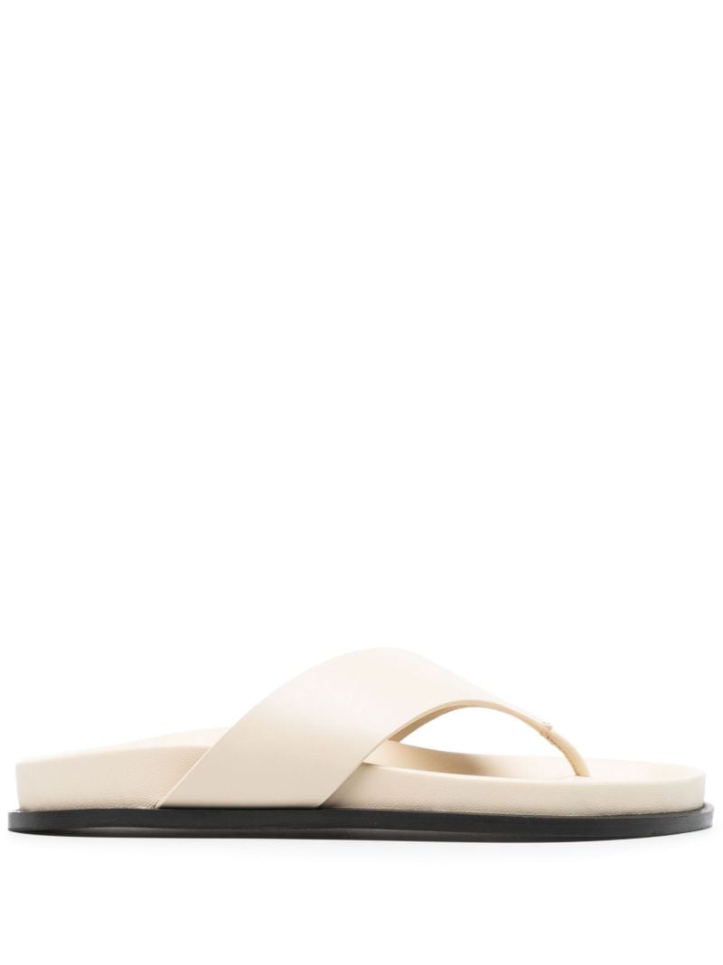 Neutral Alma Flat Leather Sandals