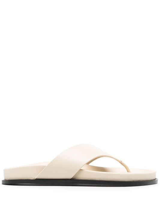 Neutral Alma Flat Leather Sandals