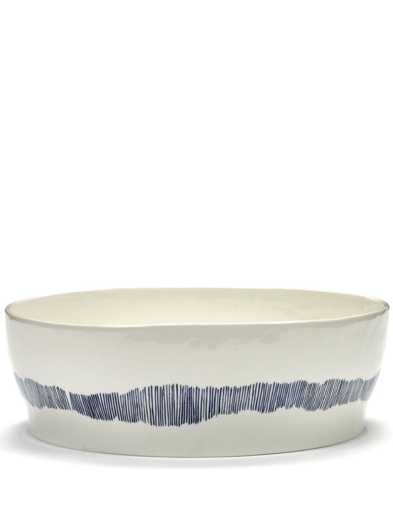 White Feast Swirl Stripe Salad Bowl