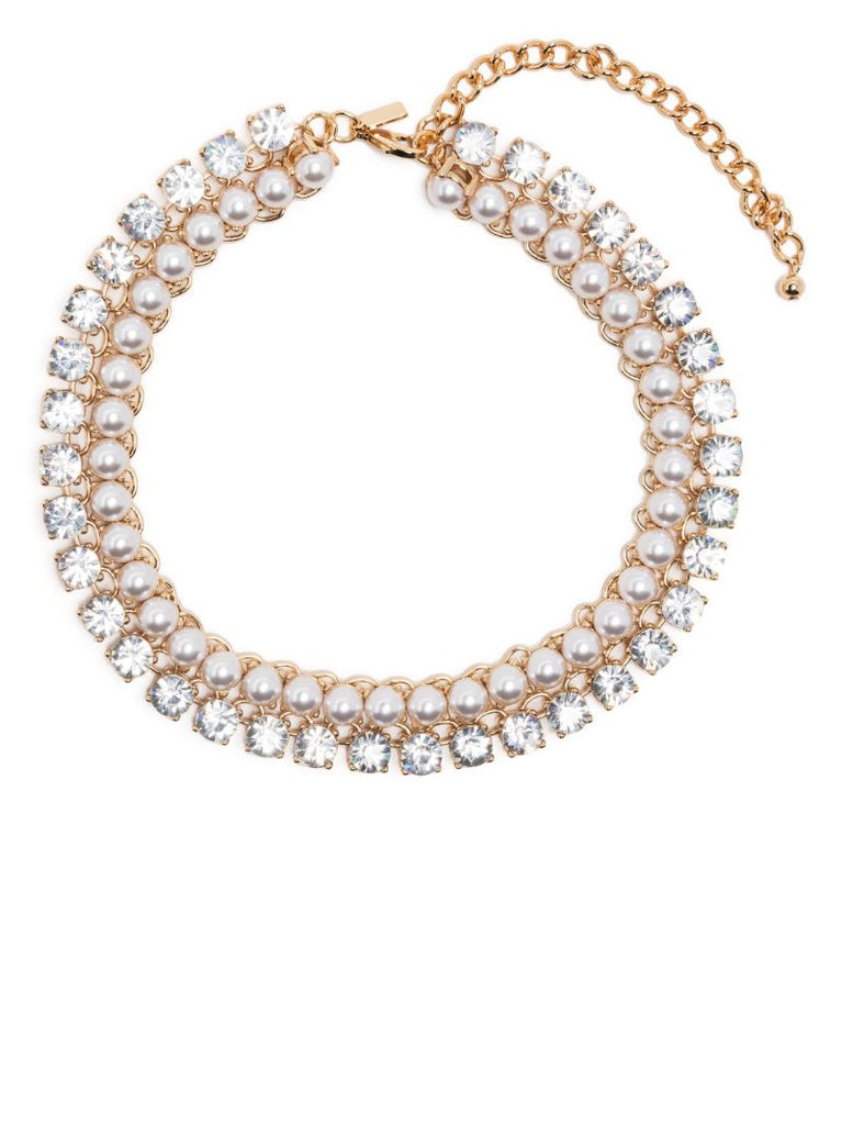 Gold-tone Crystal and Faux Pearl Necklace