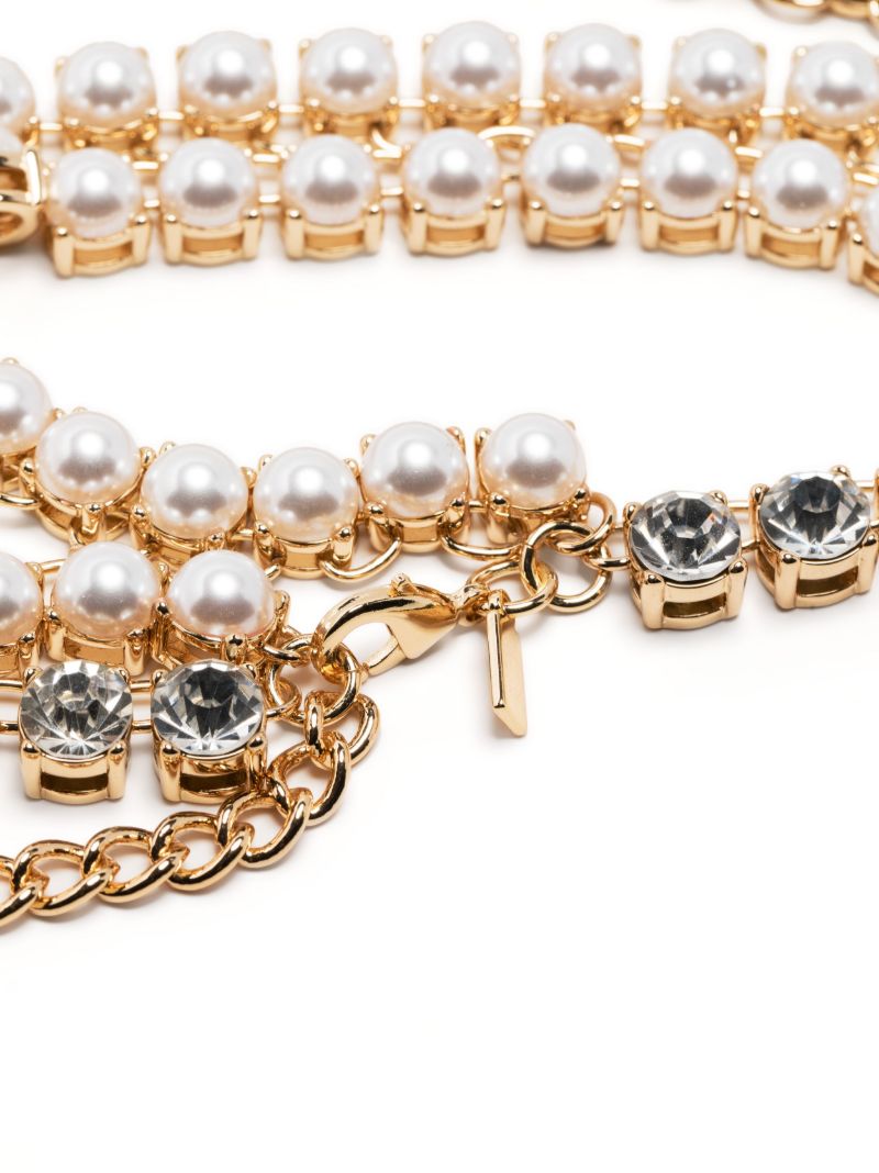 Gold-tone Crystal and Faux Pearl Necklace