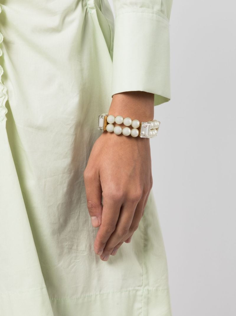Gold-tone Pearl and Crystal Bracelet