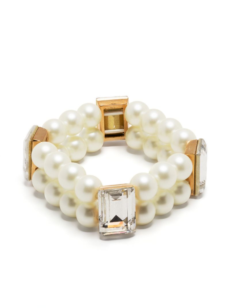 Gold-tone Pearl and Crystal Bracelet