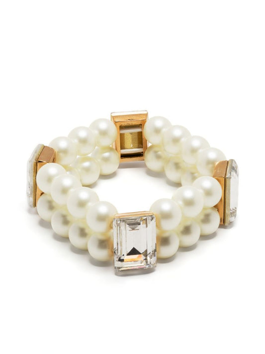 Gold-tone Pearl and Crystal Bracelet