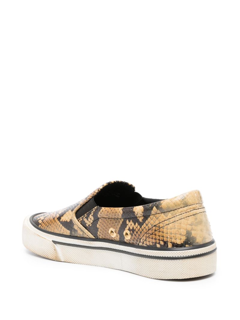 Brown Santa Ana Python Print Slip-on Sneakers