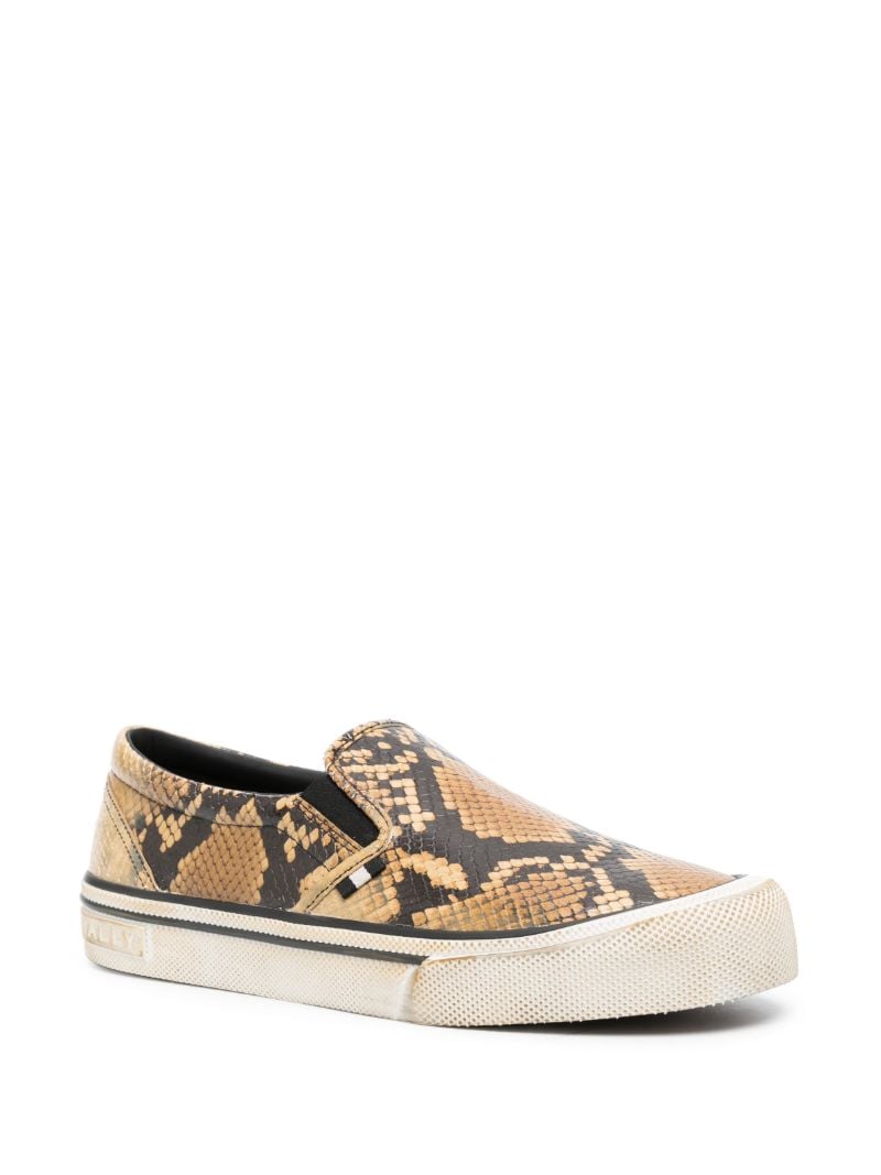 Brown Santa Ana Python Print Slip-on Sneakers