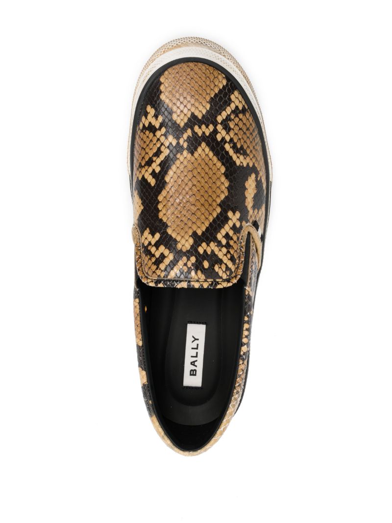 Brown Santa Ana Python Print Slip-on Sneakers
