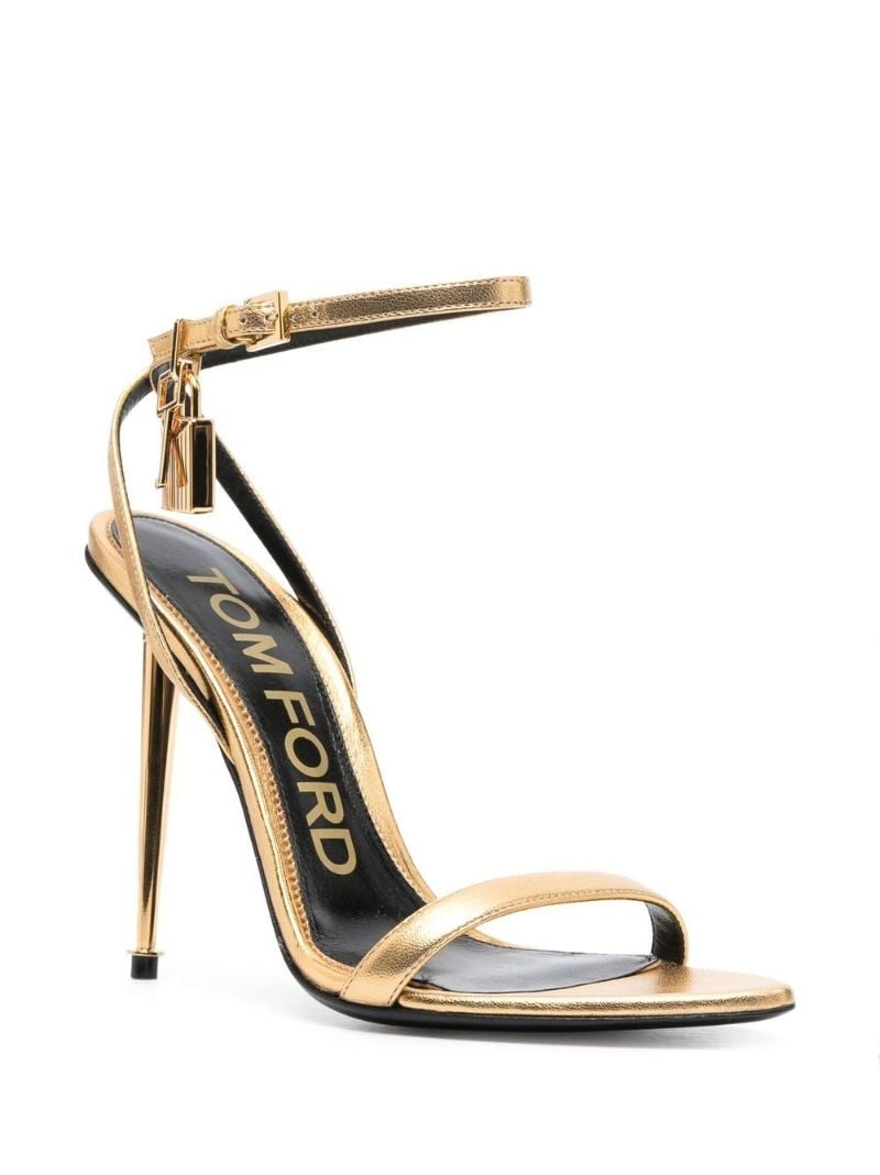 Gold Padlock Pointy Naked 105 Leather Sandals