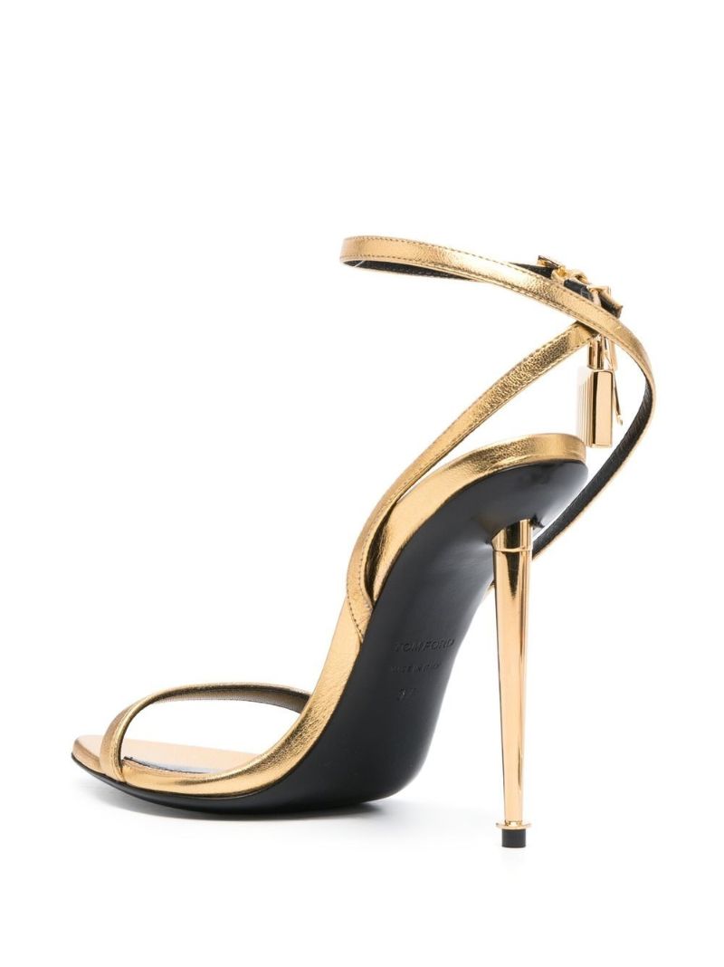 Gold Padlock Pointy Naked 105 Leather Sandals