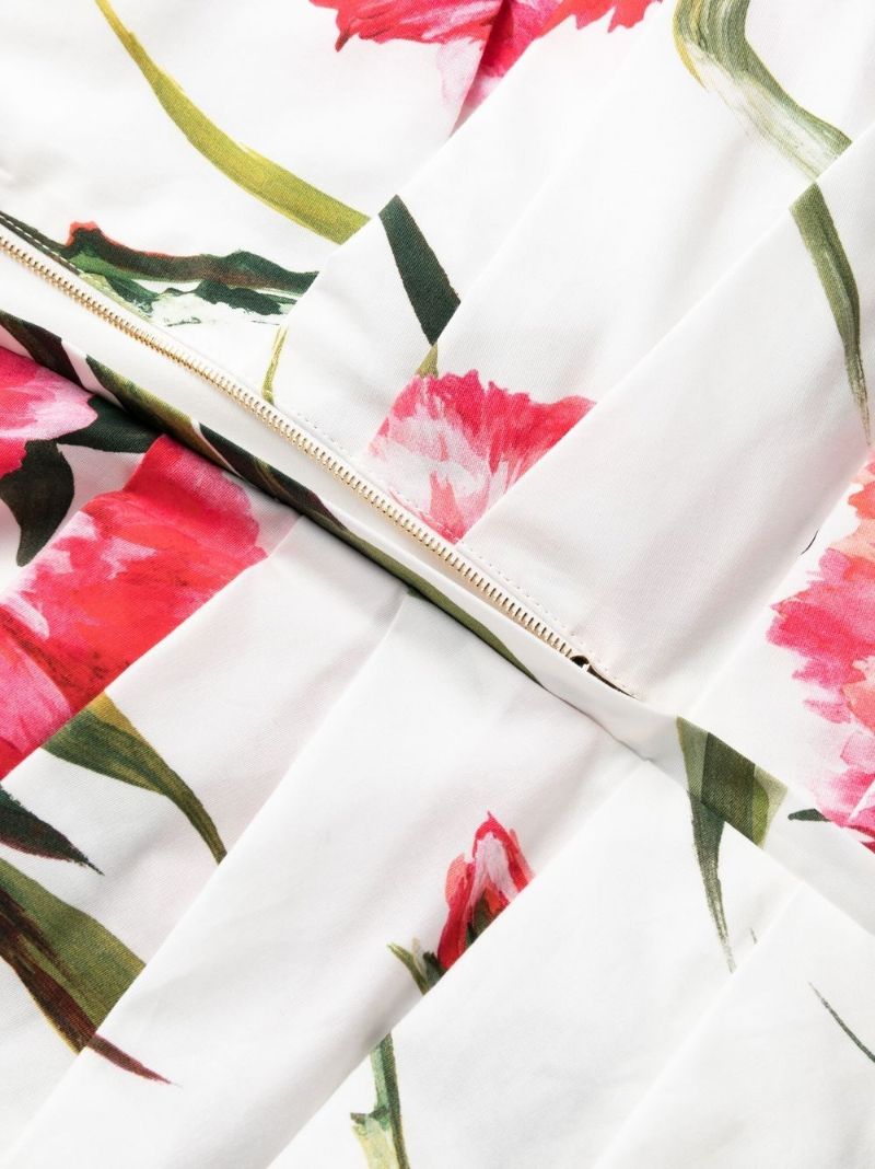 White Floral Print Off-shoulder Mini Dress