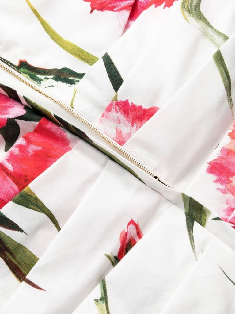 White Floral Print Off-shoulder Mini Dress
