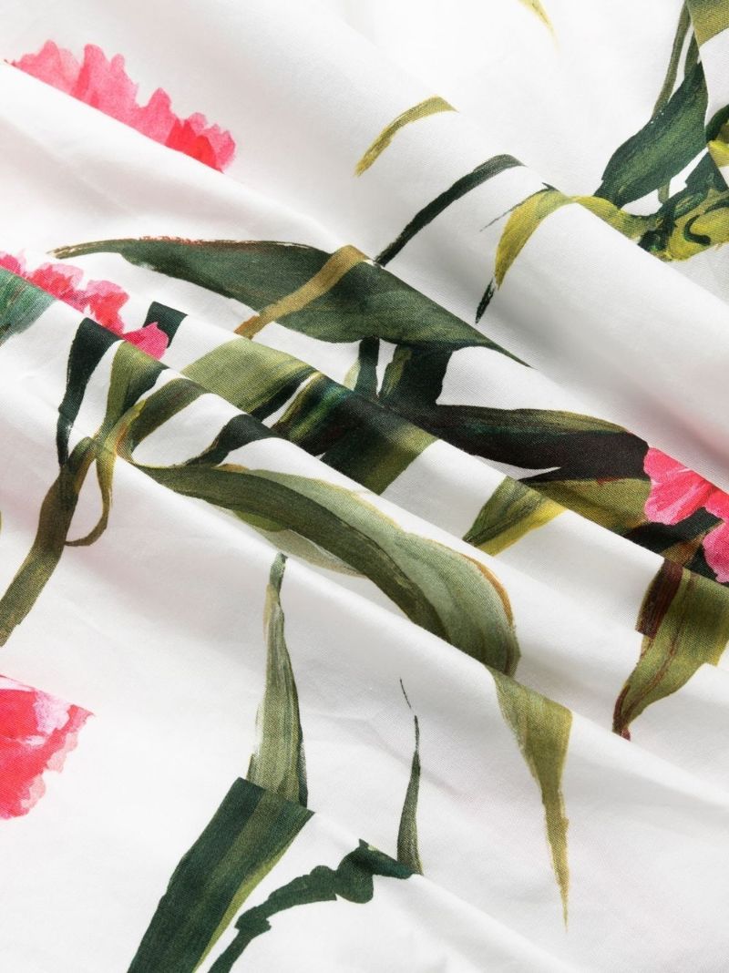 White Floral Print Off-shoulder Mini Dress