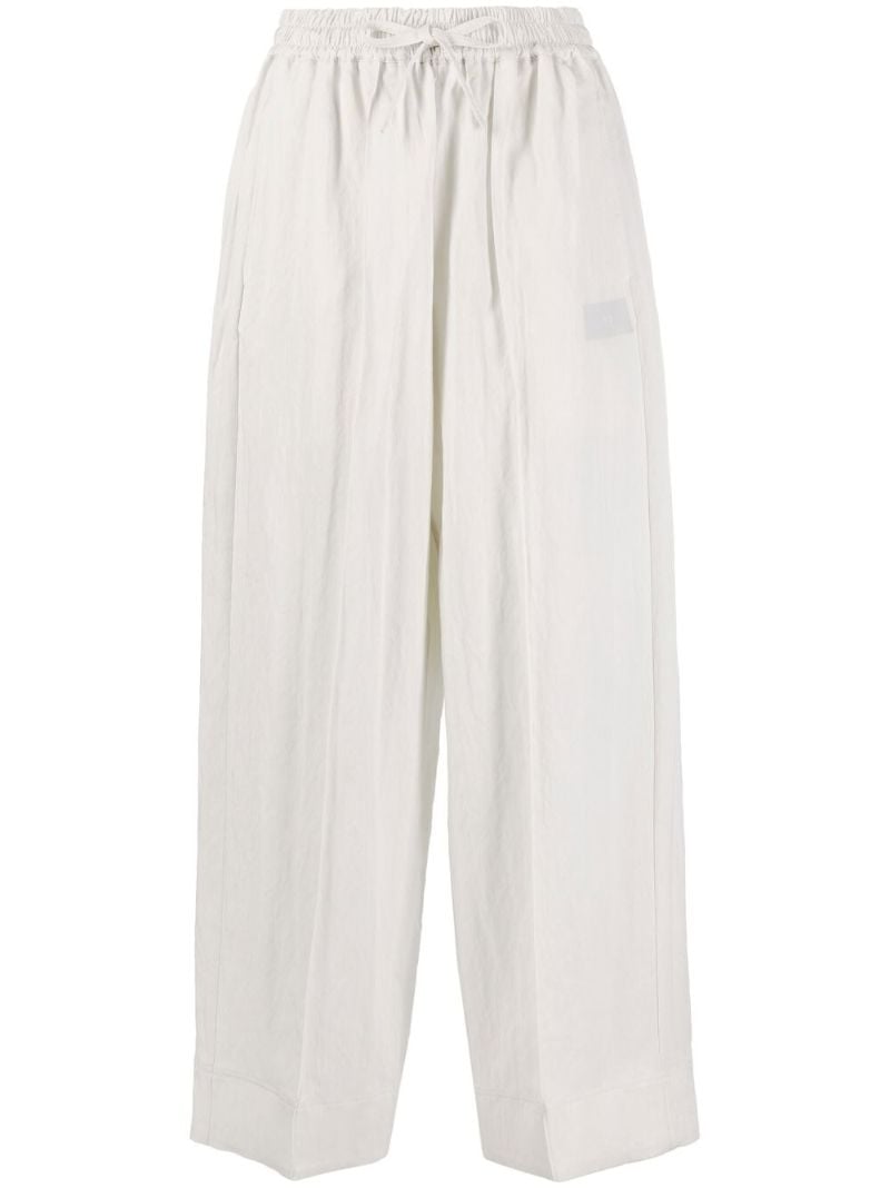 Grey Crinkle Twill Wide-leg Pants
