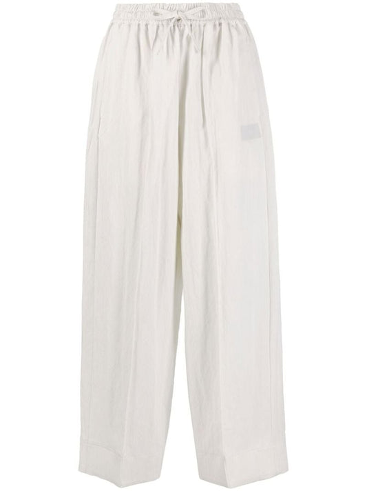Grey Crinkle Twill Wide-leg Pants