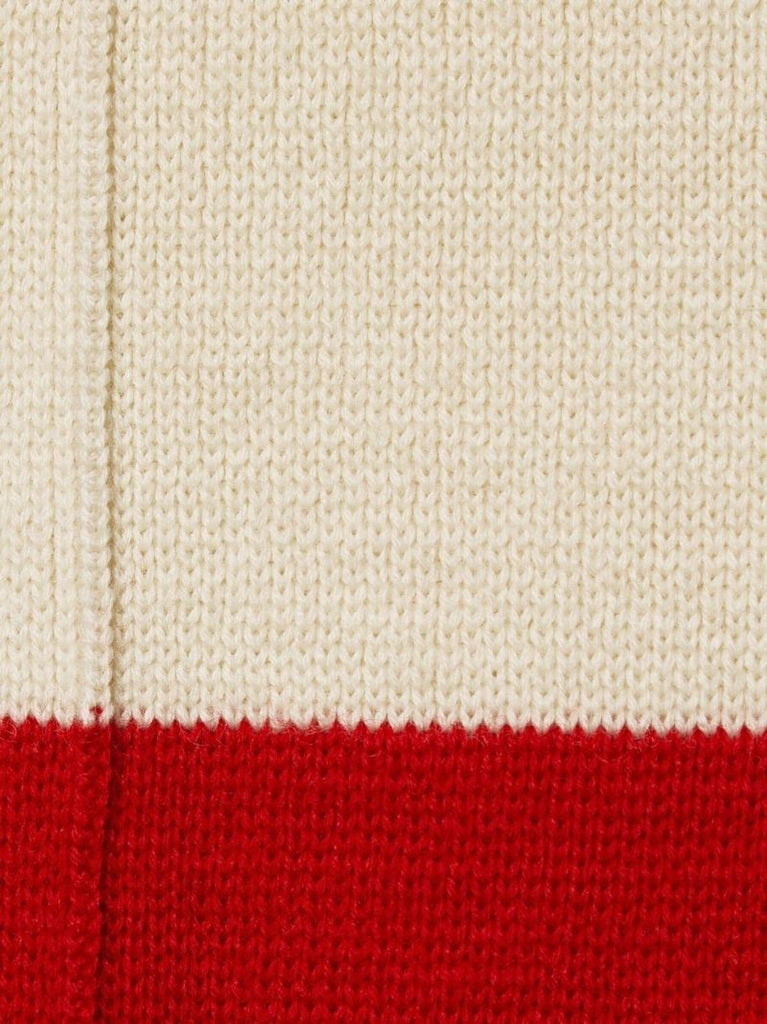 Red and White Colourblock Wool Trousers