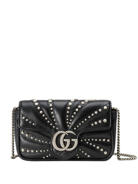 Black Gg Marmont Super Mini Leather Shoulder Bag