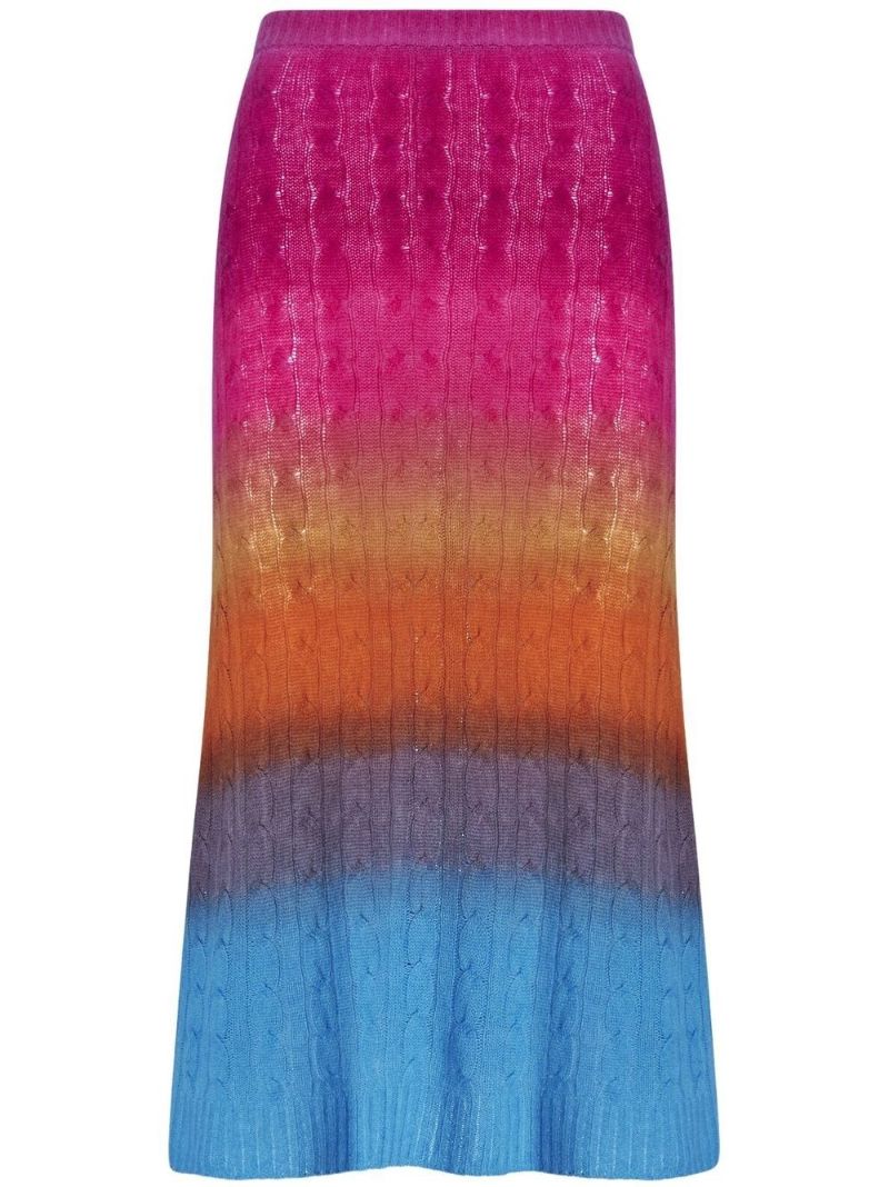 Multicoloured Cable Knit Midi Skirt