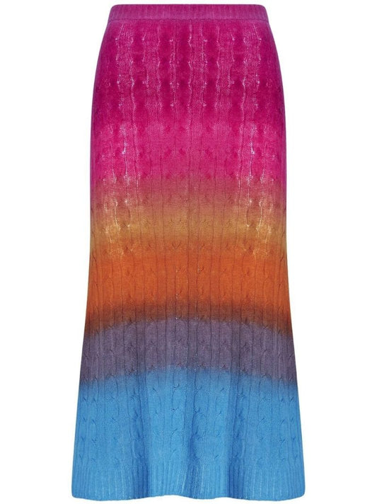 Multicoloured Cable Knit Midi Skirt