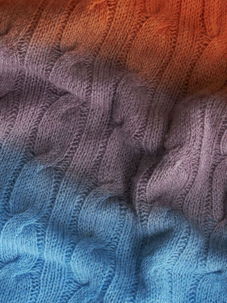 Multicoloured Cable Knit Midi Skirt