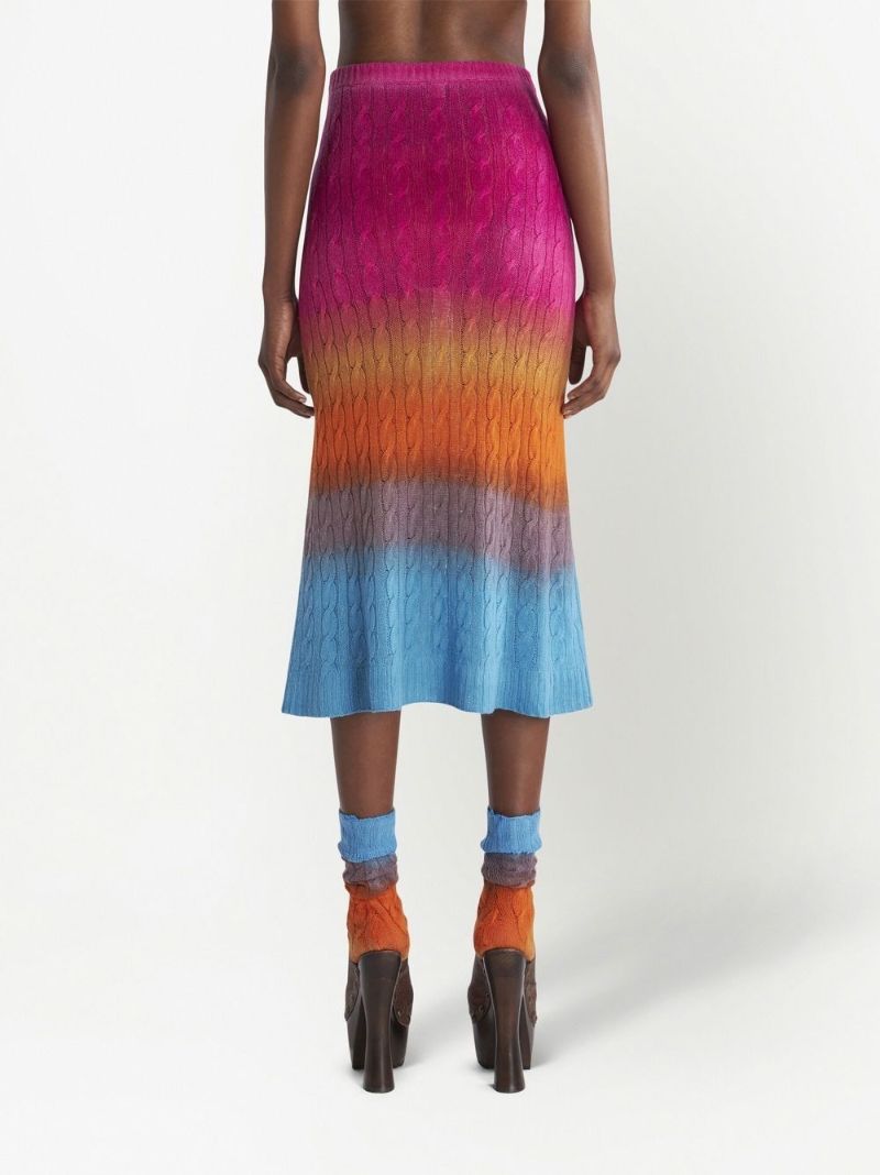 Multicoloured Cable Knit Midi Skirt