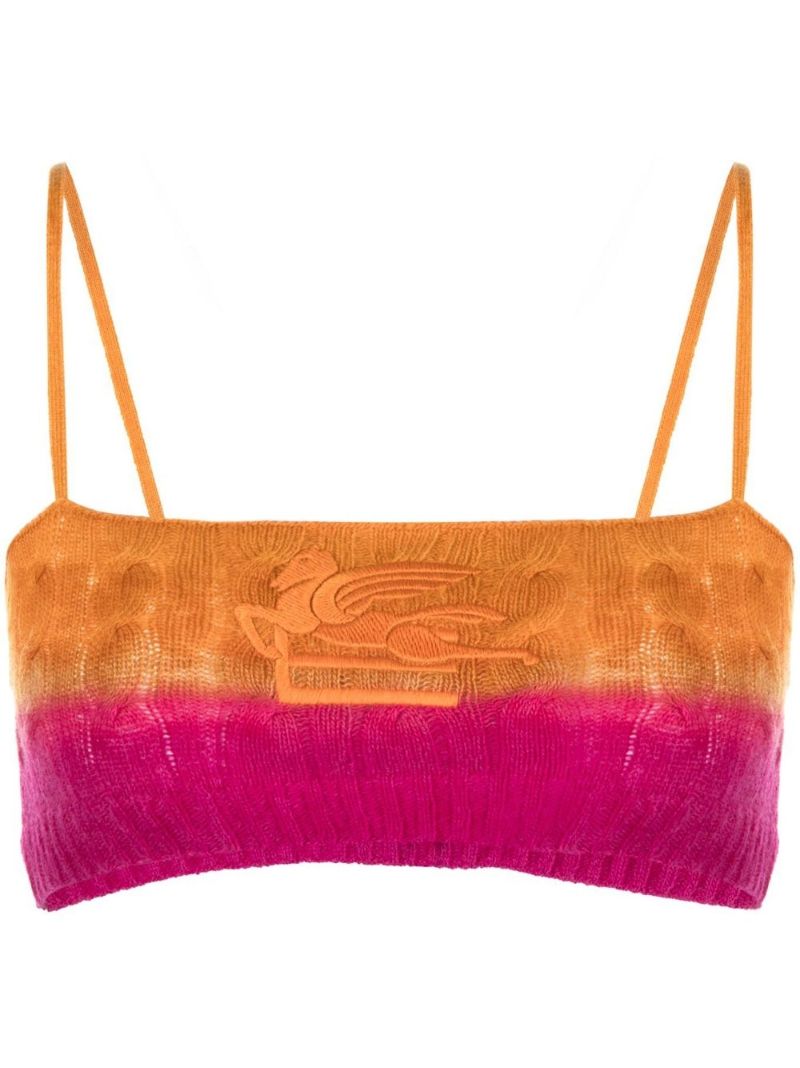Orange Embroidered Logo Knitted Bralette