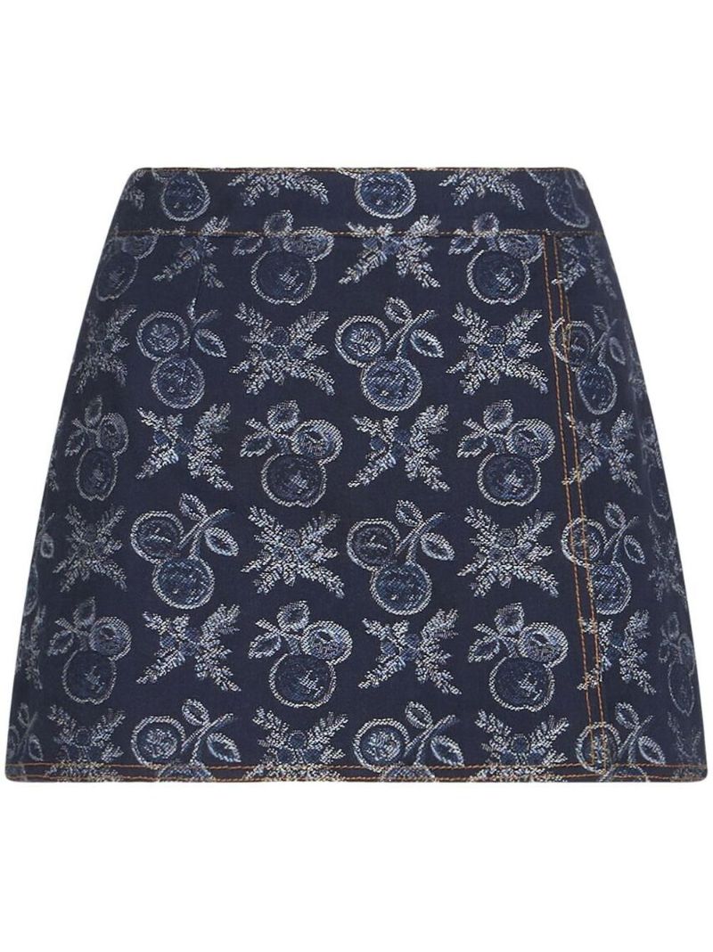 Blue Jacquard Denim Miniskirt
