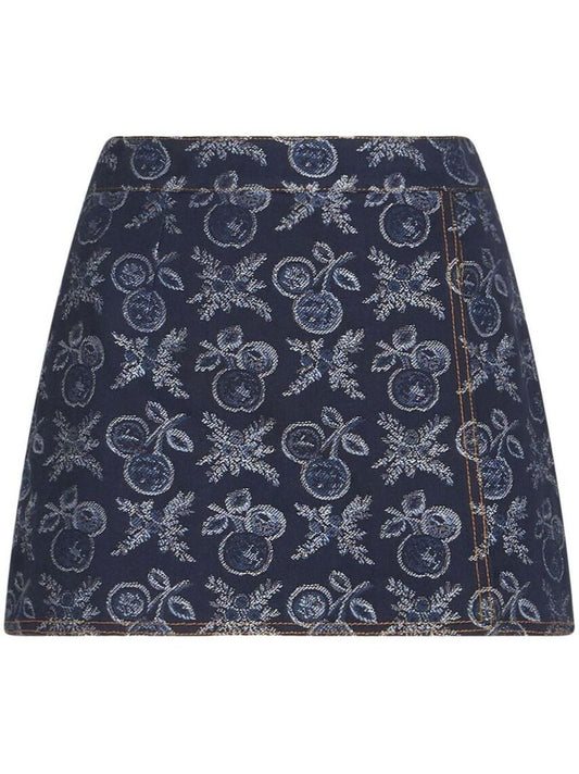Blue Jacquard Denim Miniskirt