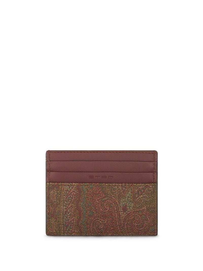 Brown Paisley Print Leather Cardholder