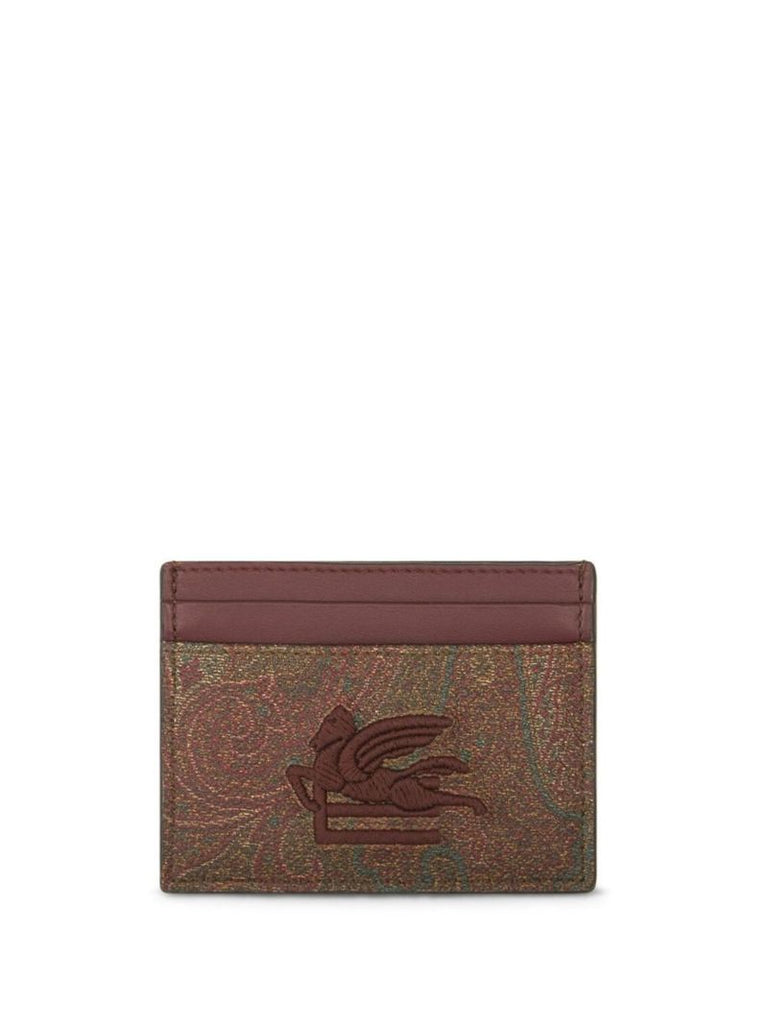 Brown Paisley Print Leather Cardholder
