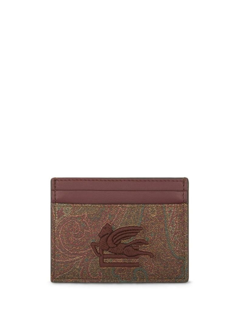 Brown Paisley Print Leather Cardholder
