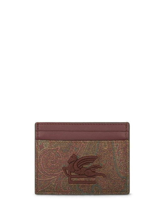 Brown Paisley Print Leather Cardholder