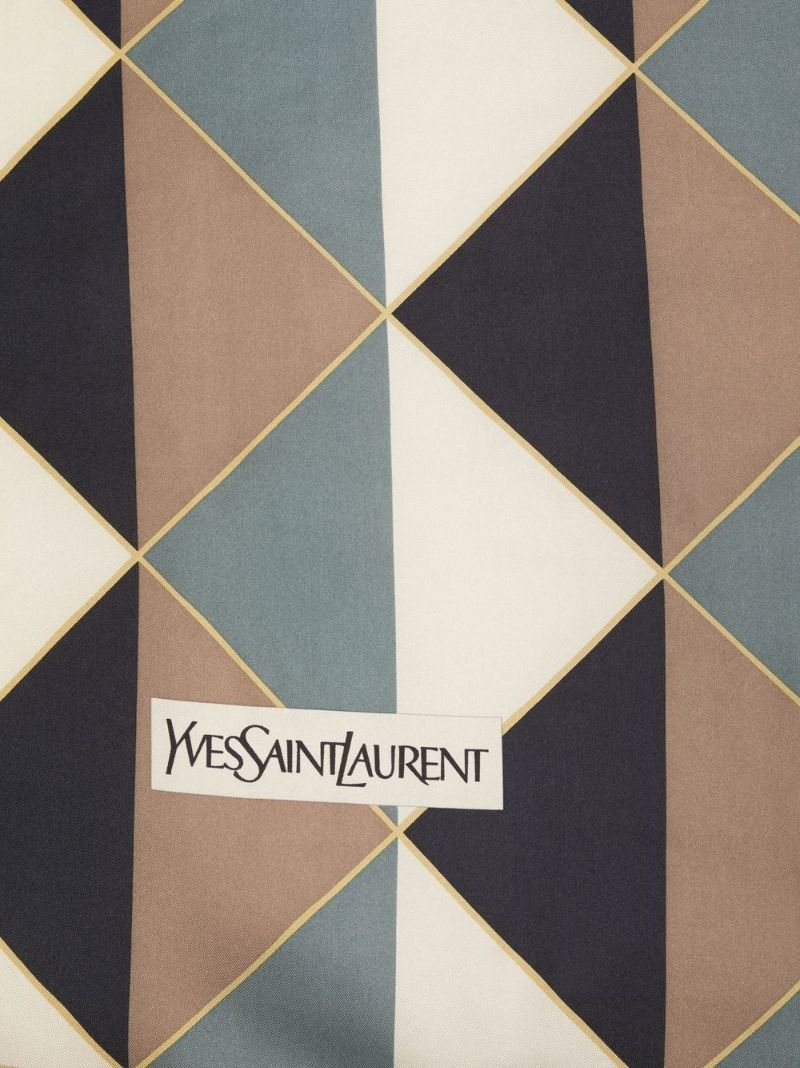 Neutral Geometric Print Silk Scarf
