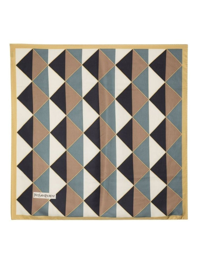 Neutral Geometric Print Silk Scarf