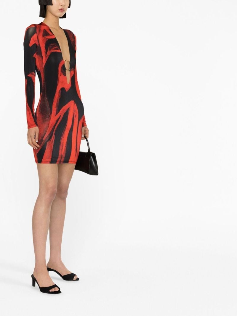 Red Helios Abstract Print Mini Dress
