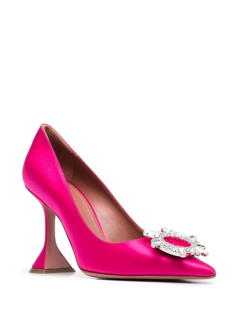 Pink Begum 95 Crystal Satin Pumps