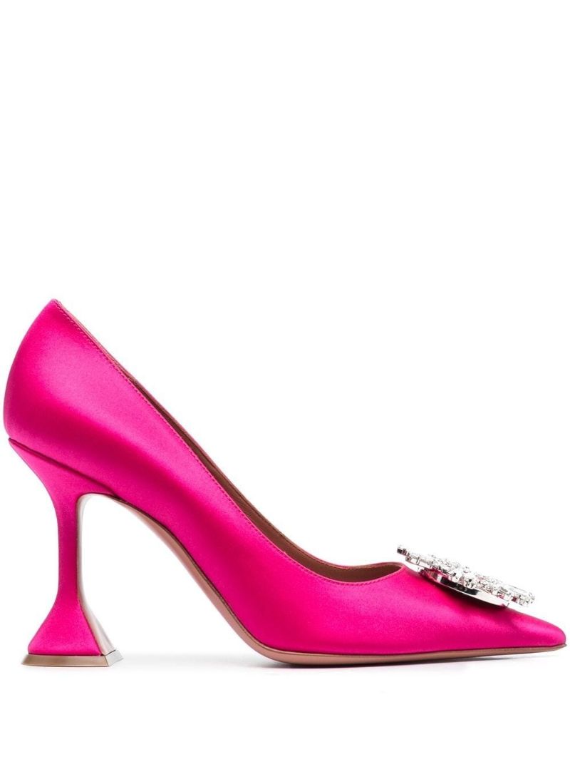 Pink Begum 95 Crystal Satin Pumps