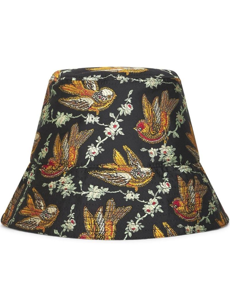 Black Bird Jacquard Bucket Hat